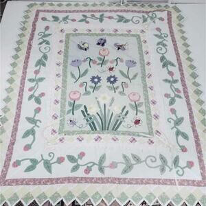 Floral Baby Kids Quilt Blanket Butterfly, Flowers 3D White Pink Purple Greens